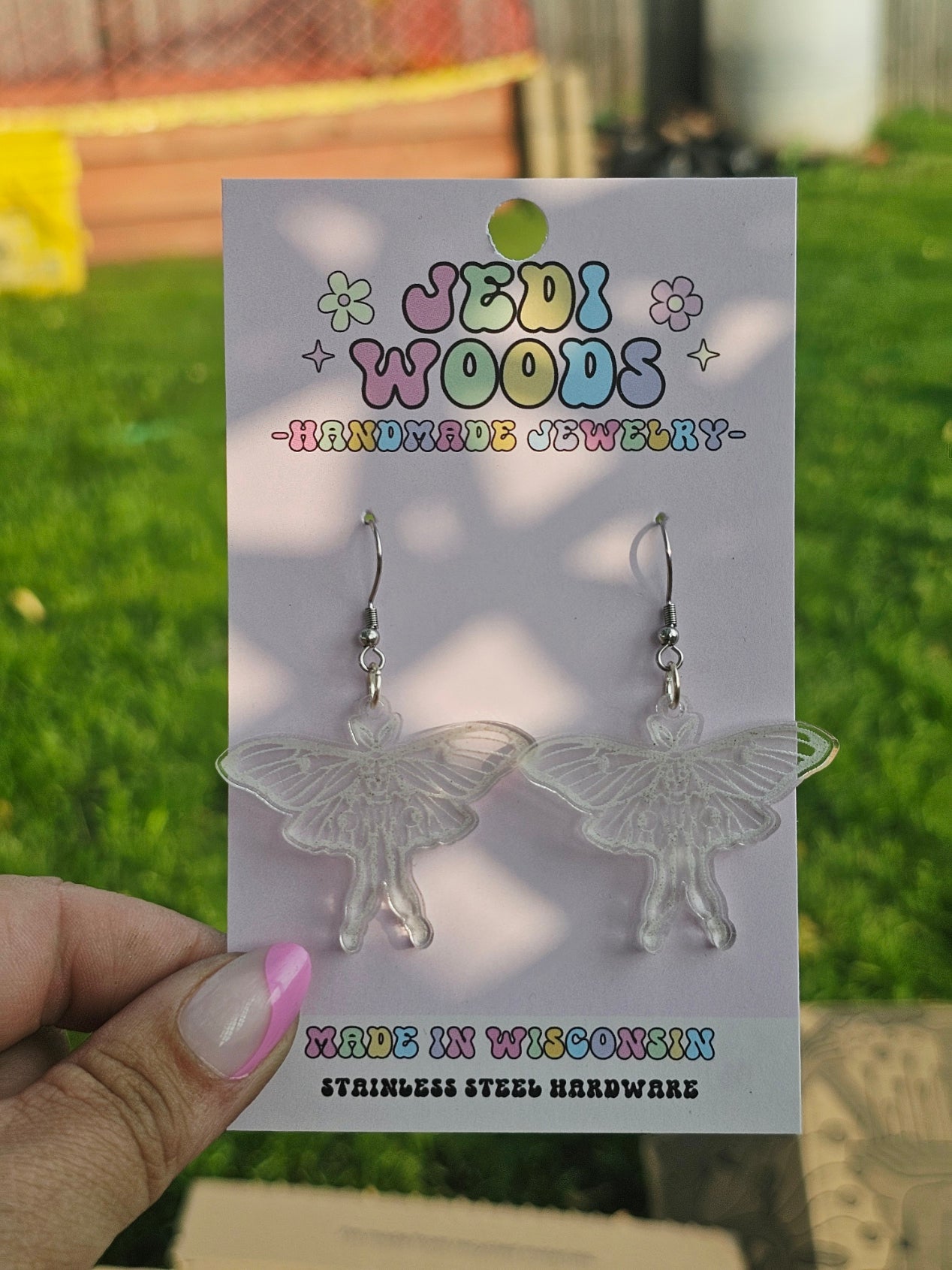 Clear Luna Moth Dangles