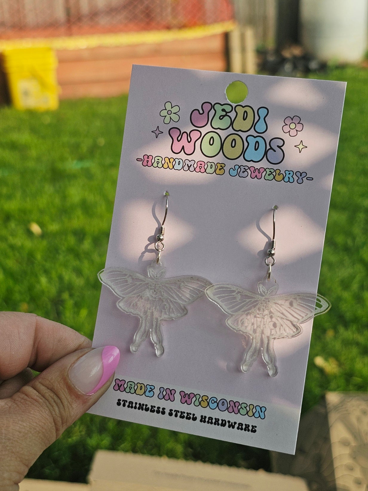 Clear Luna Moth Dangles