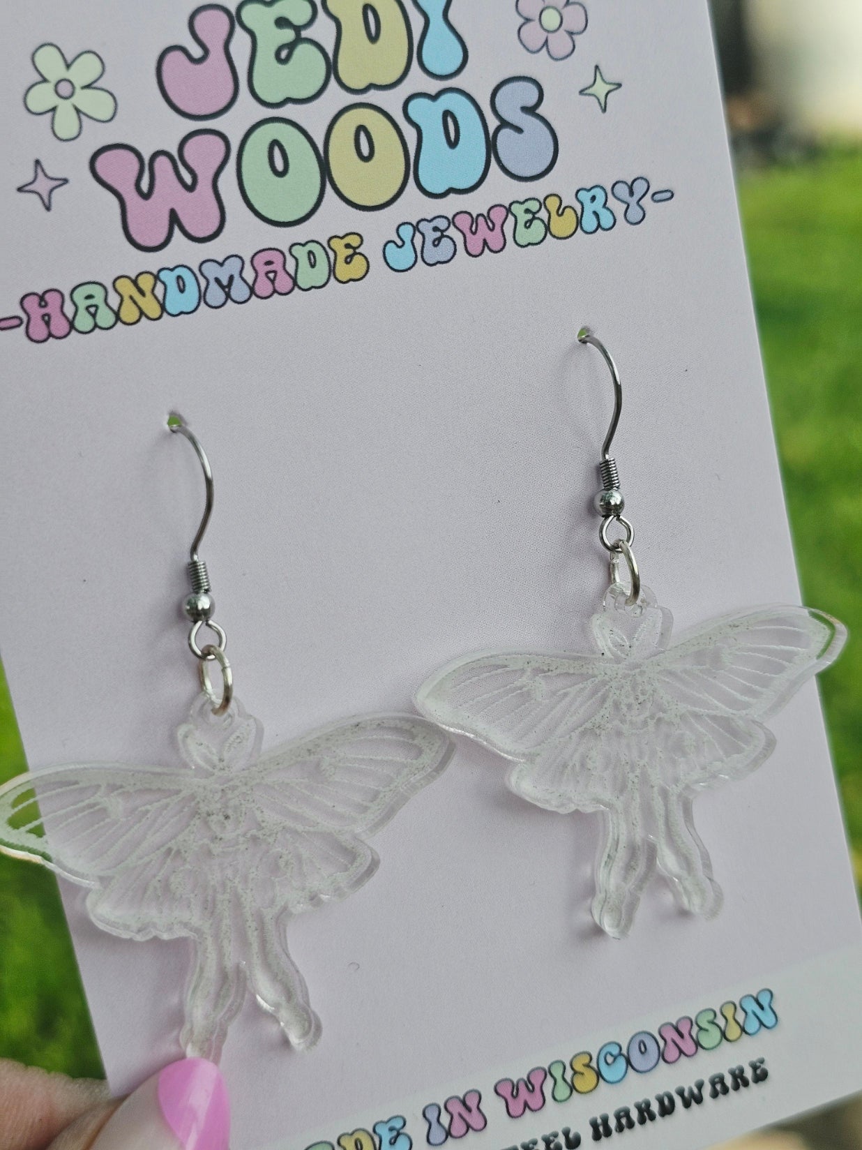 Clear Luna Moth Dangles
