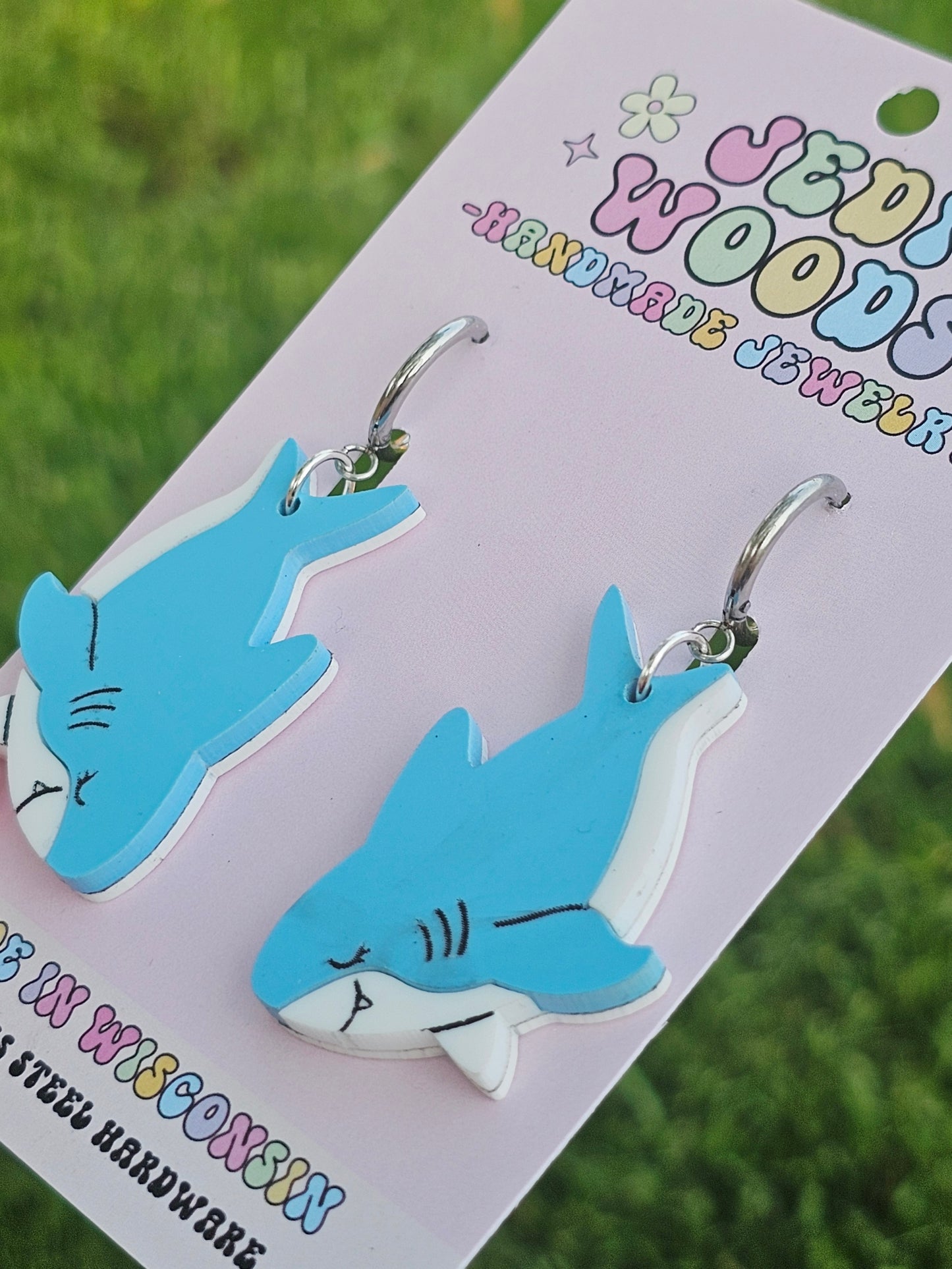 Blue Great White Shark Earrings