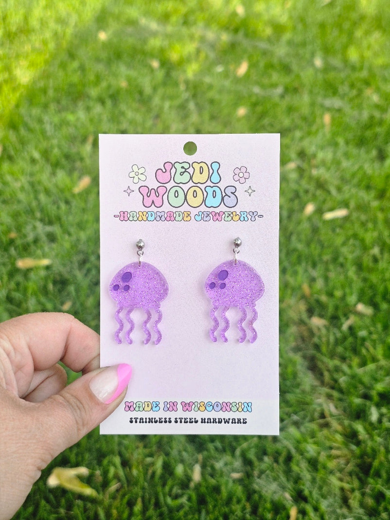 Purple Jellyfish Earrings