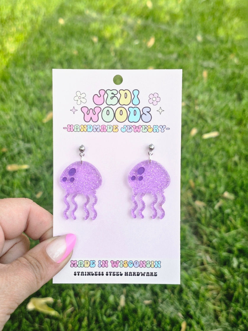 Purple Jellyfish Earrings