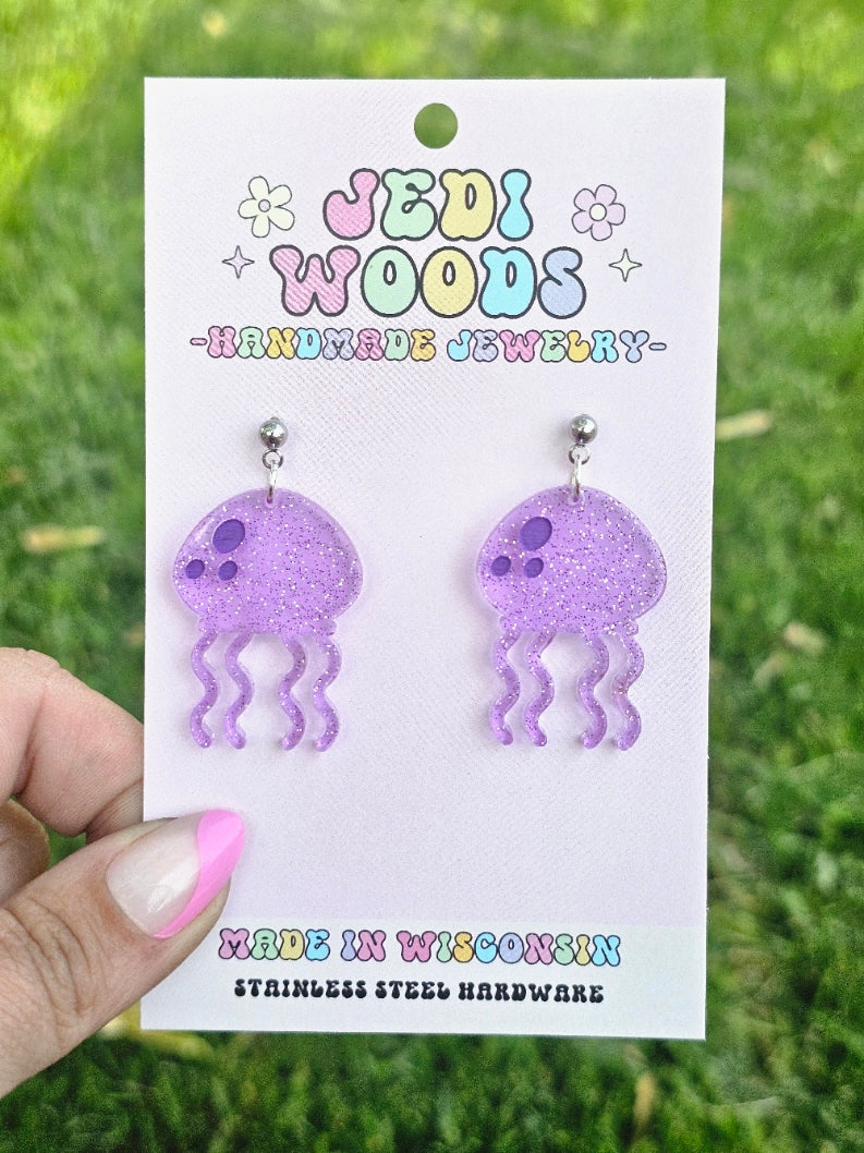 Purple Jellyfish Earrings