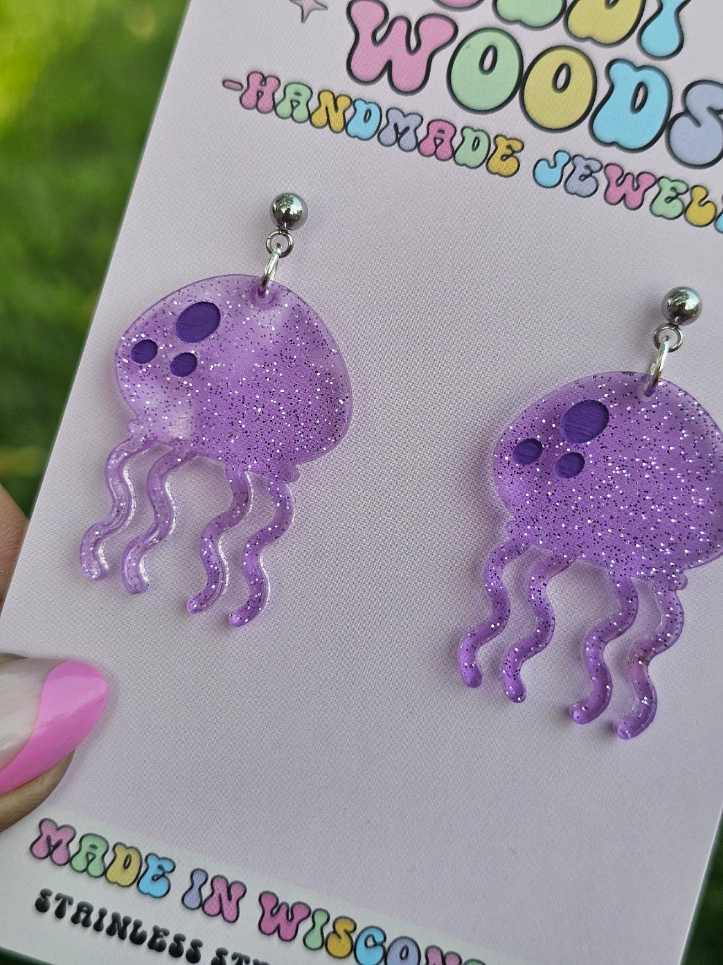 Purple Jellyfish Earrings