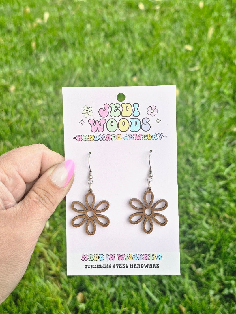 Wooden Daisy Earrings
