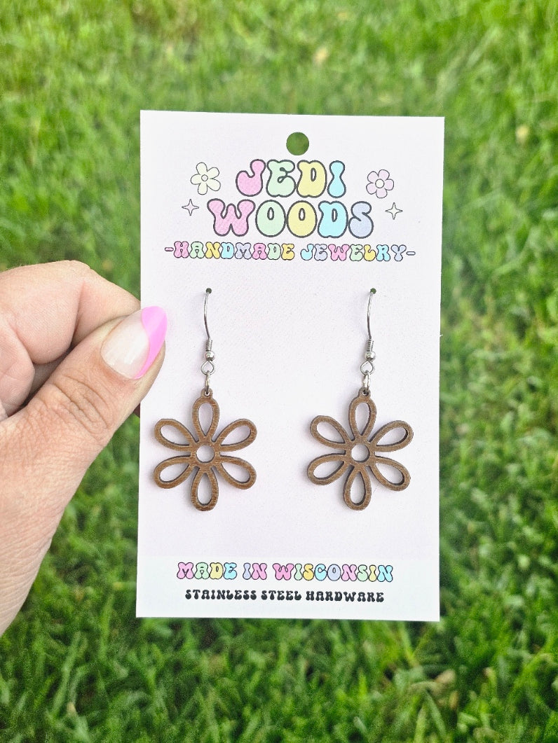 Wooden Daisy Earrings