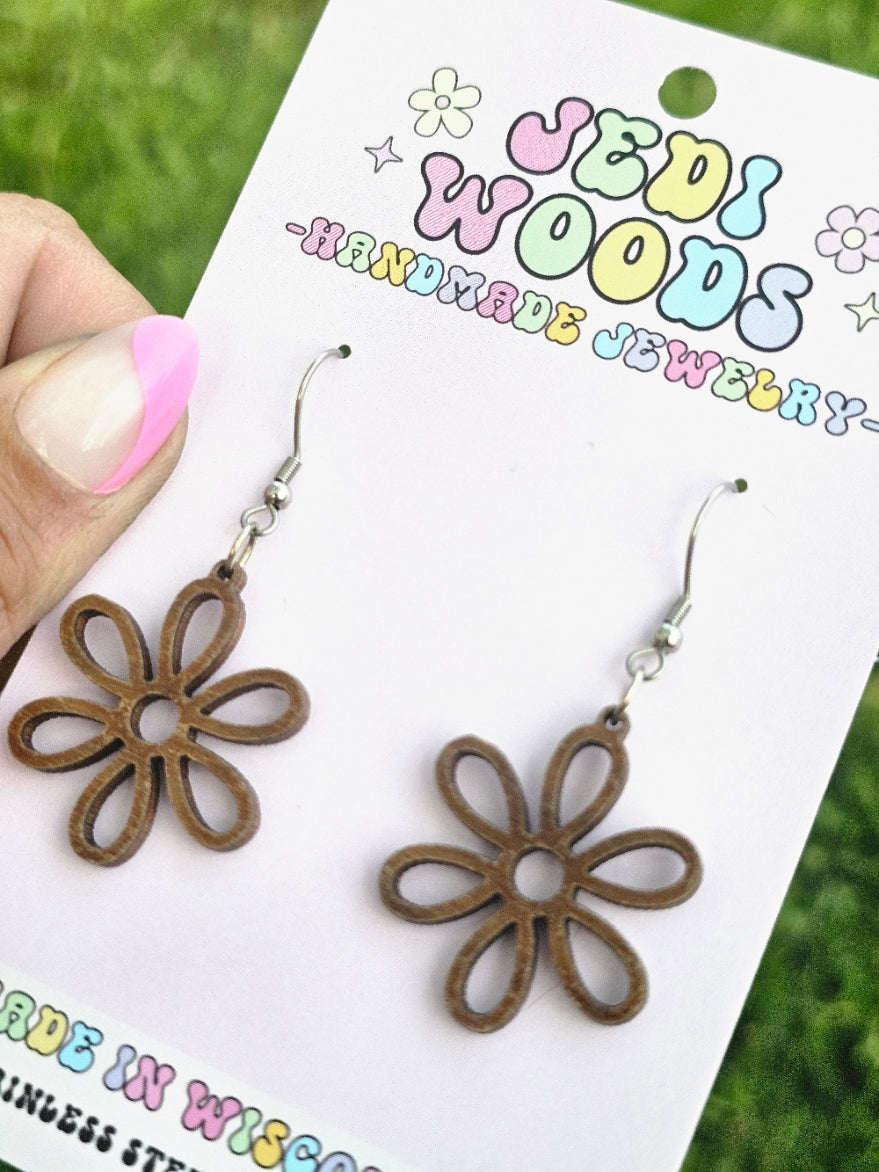 Wooden Daisy Earrings