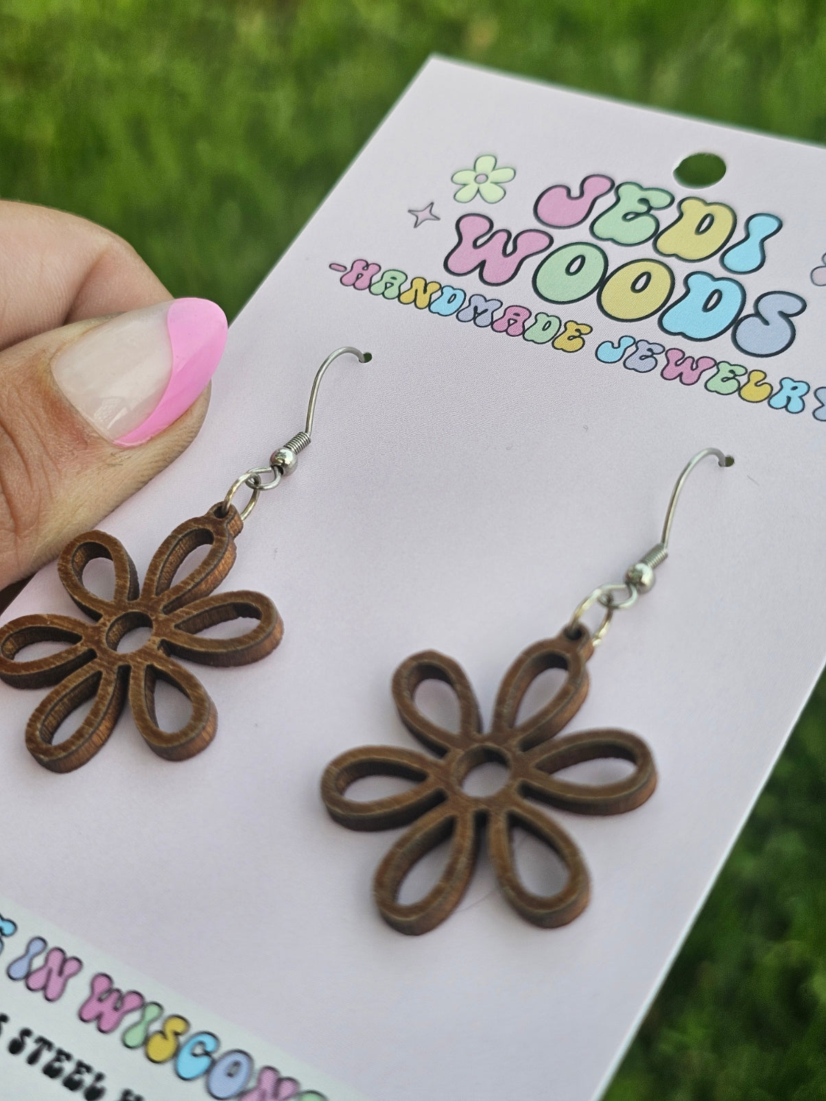 Wooden Daisy Earrings