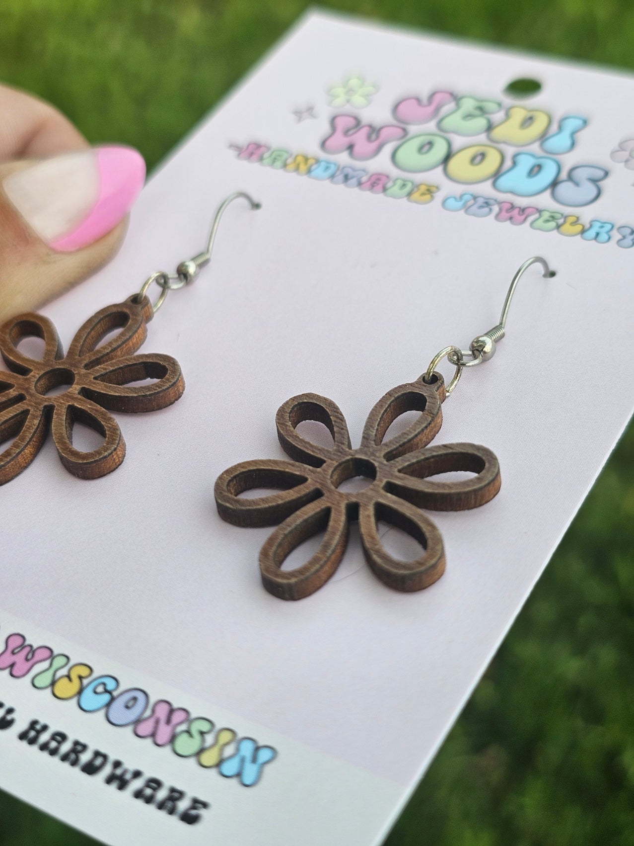 Wooden Daisy Earrings