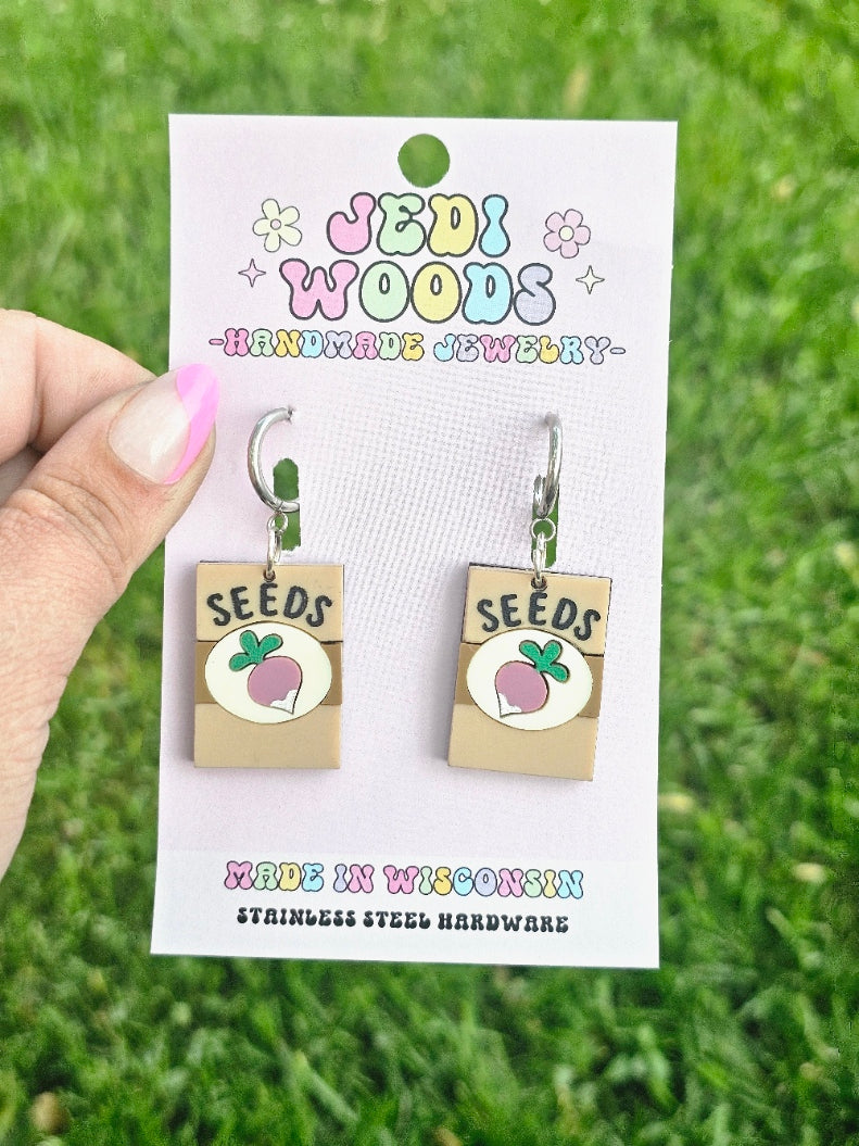 Radish Seed Packet Earrings