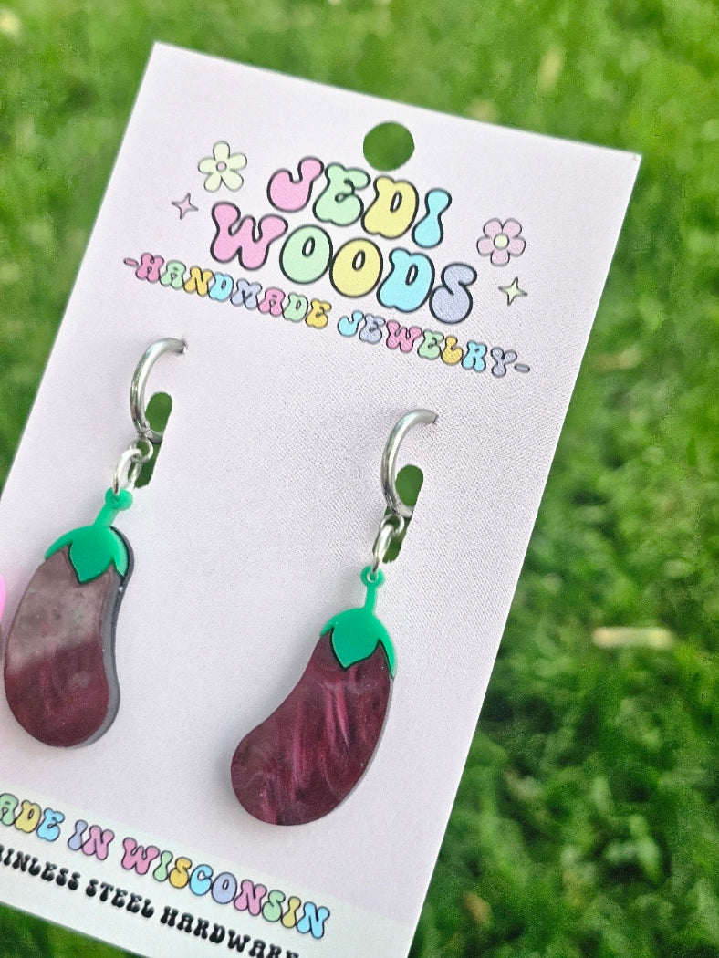 Purple Swirl Eggplant Earrings
