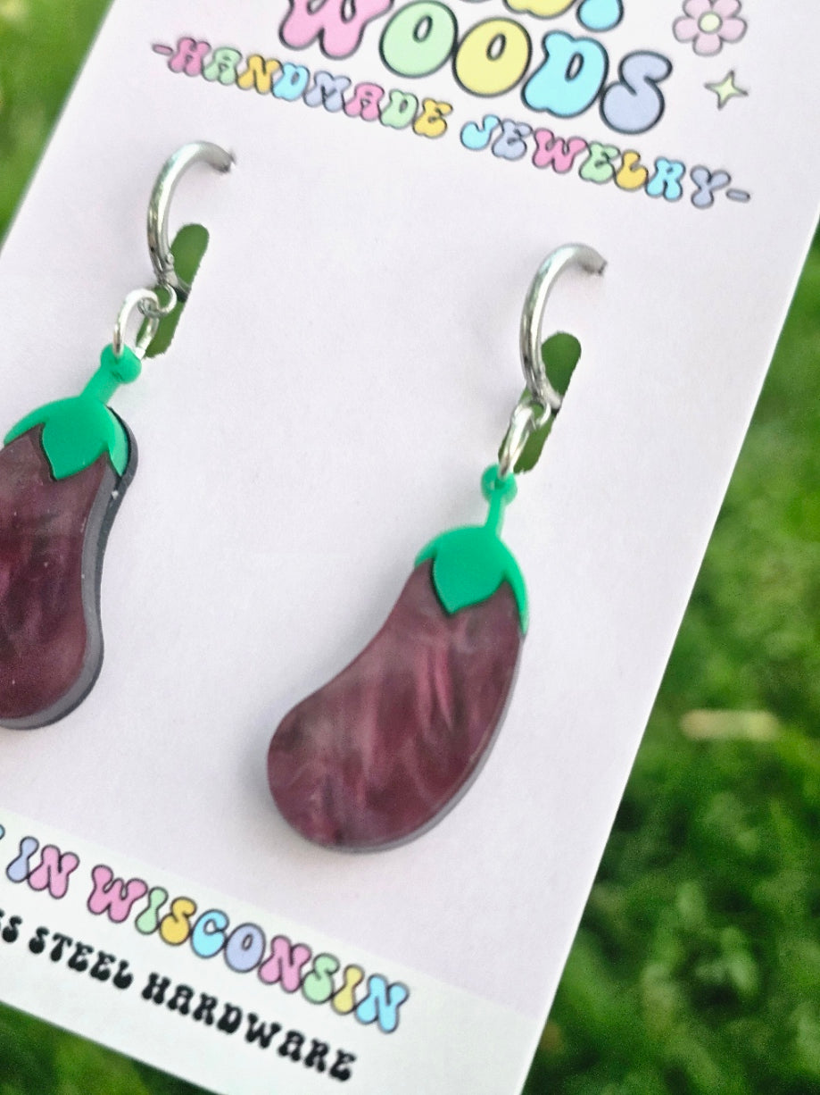 Purple Swirl Eggplant Earrings