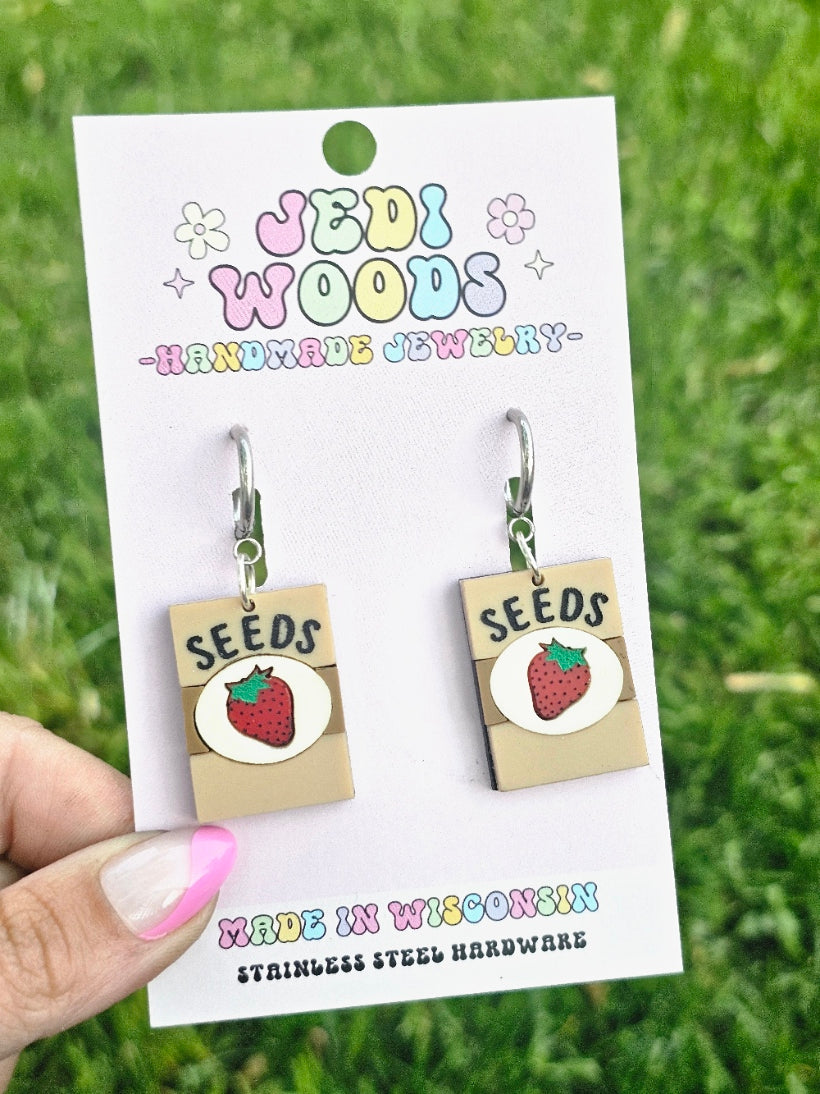 Strawberry Seed Packet Earrings