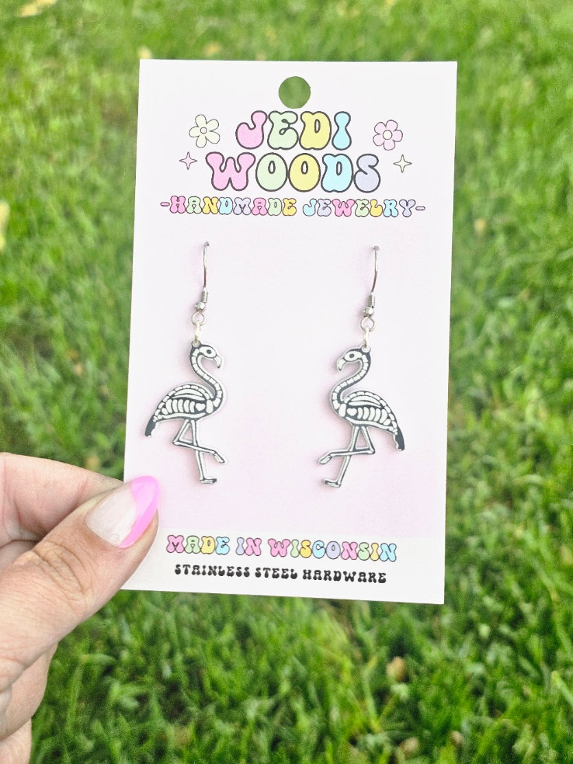 Skeleton Flamingo Earrings