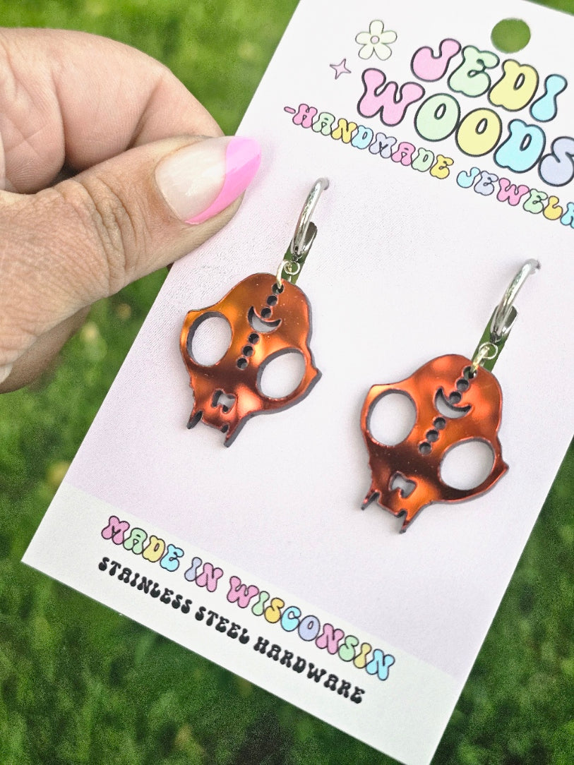 Color Changing Cat Skull Earrings