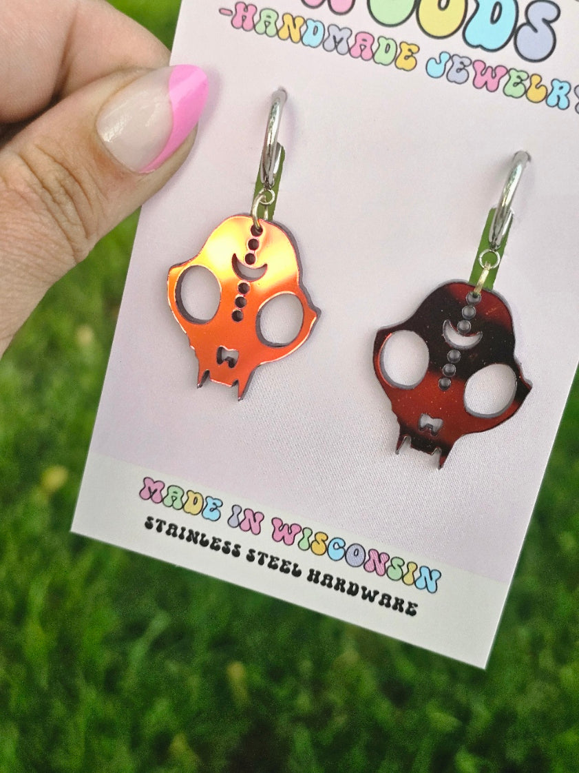 Color Changing Cat Skull Earrings
