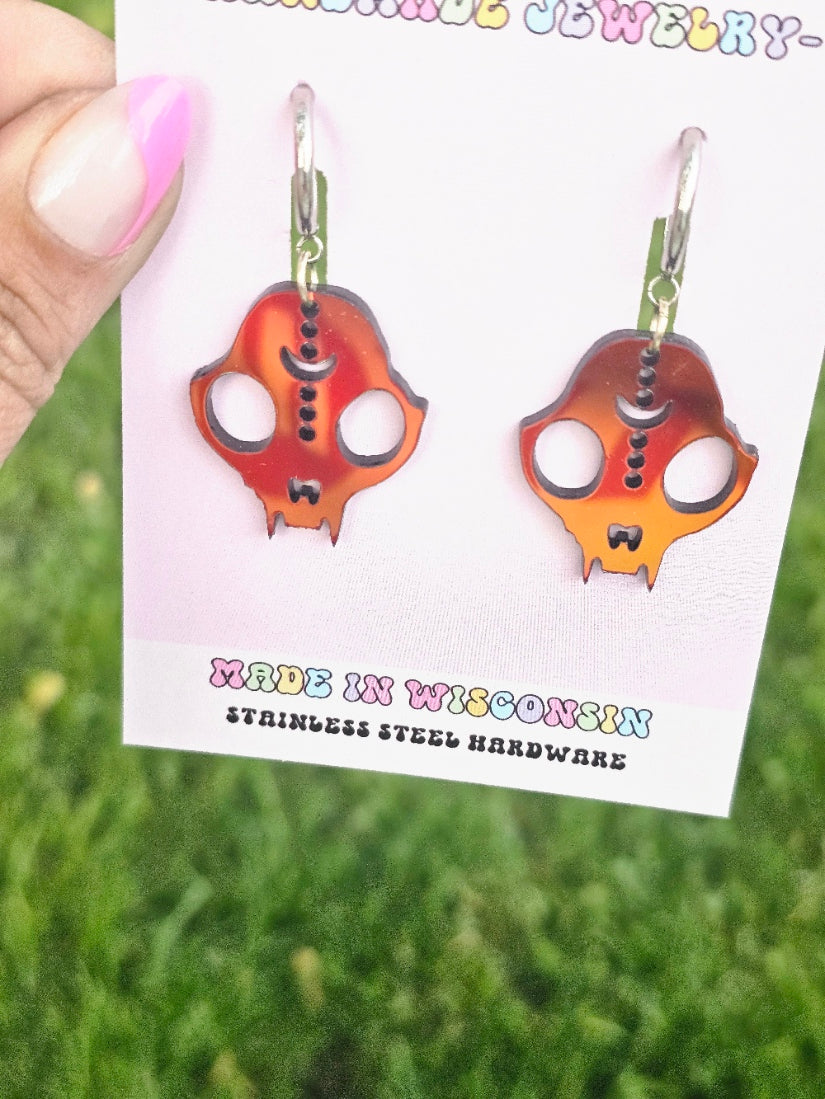 Color Changing Cat Skull Earrings