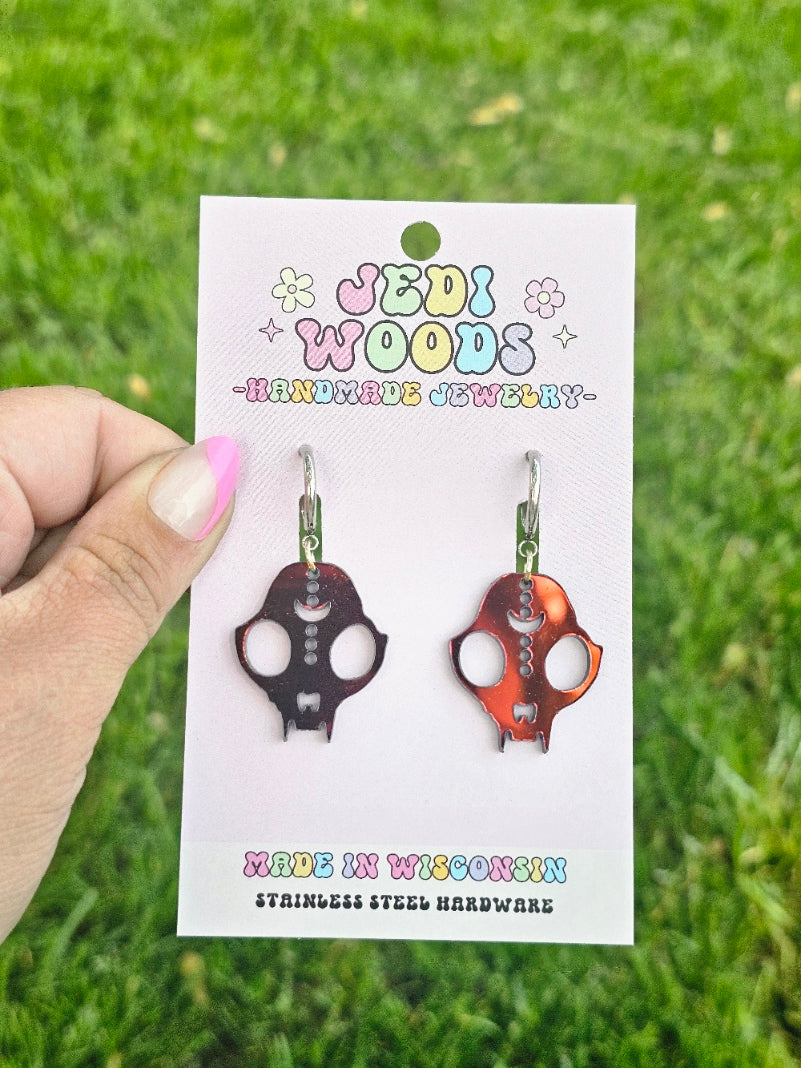 Color Changing Cat Skull Earrings