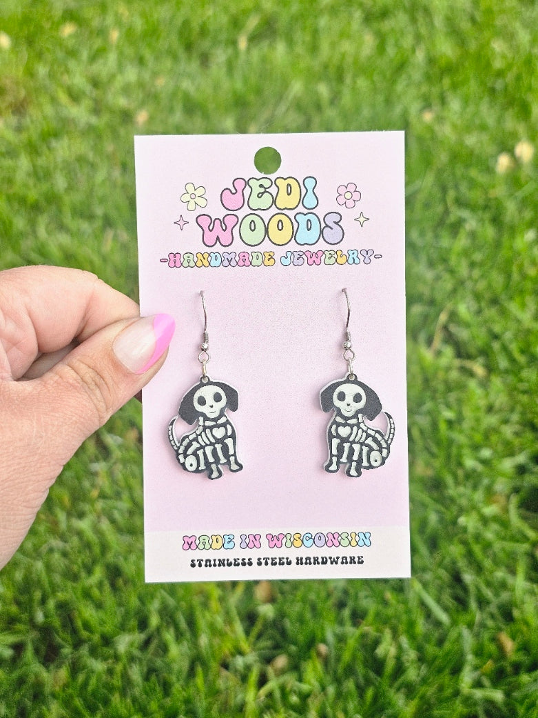 Dog Skeleton Earrings