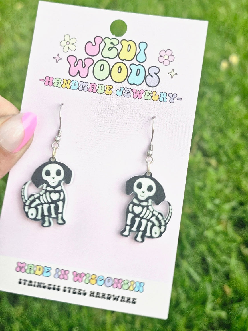 Dog Skeleton Earrings