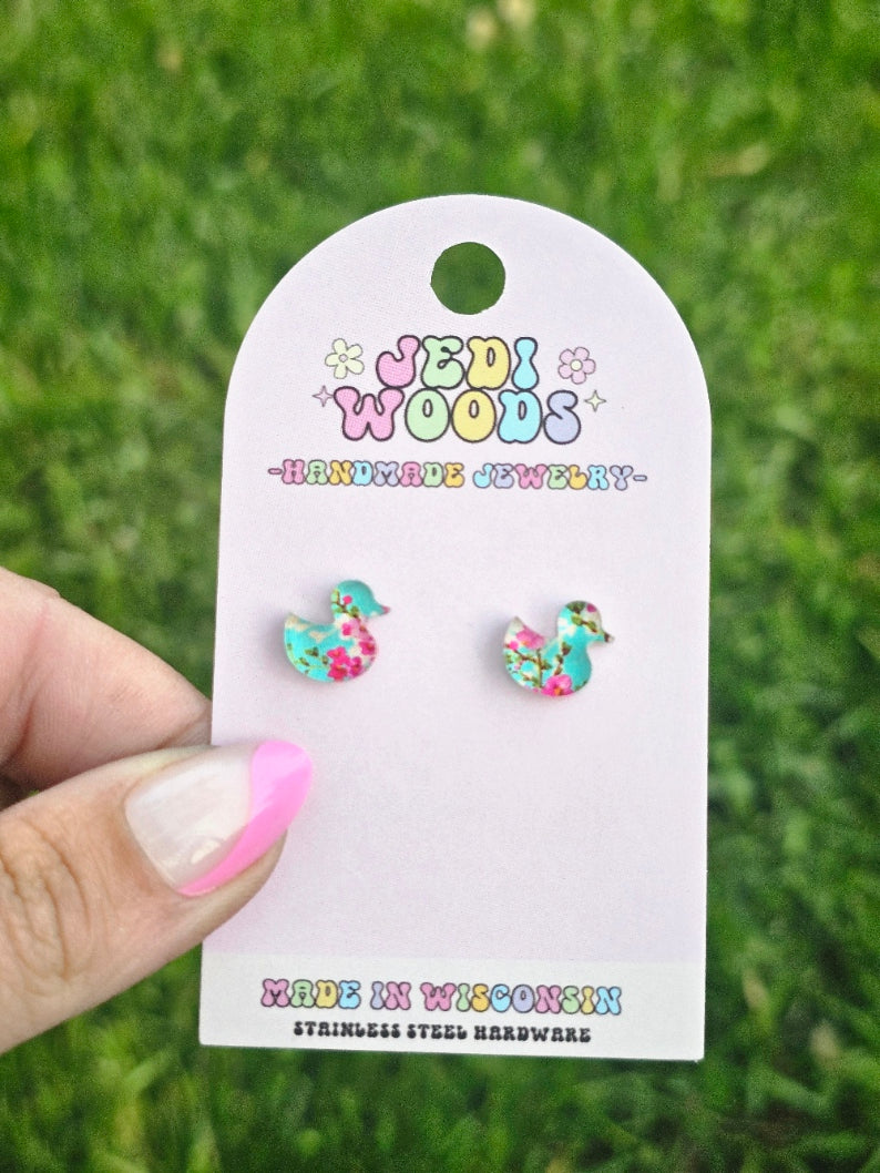 Cherry Blossom Duck Studs
