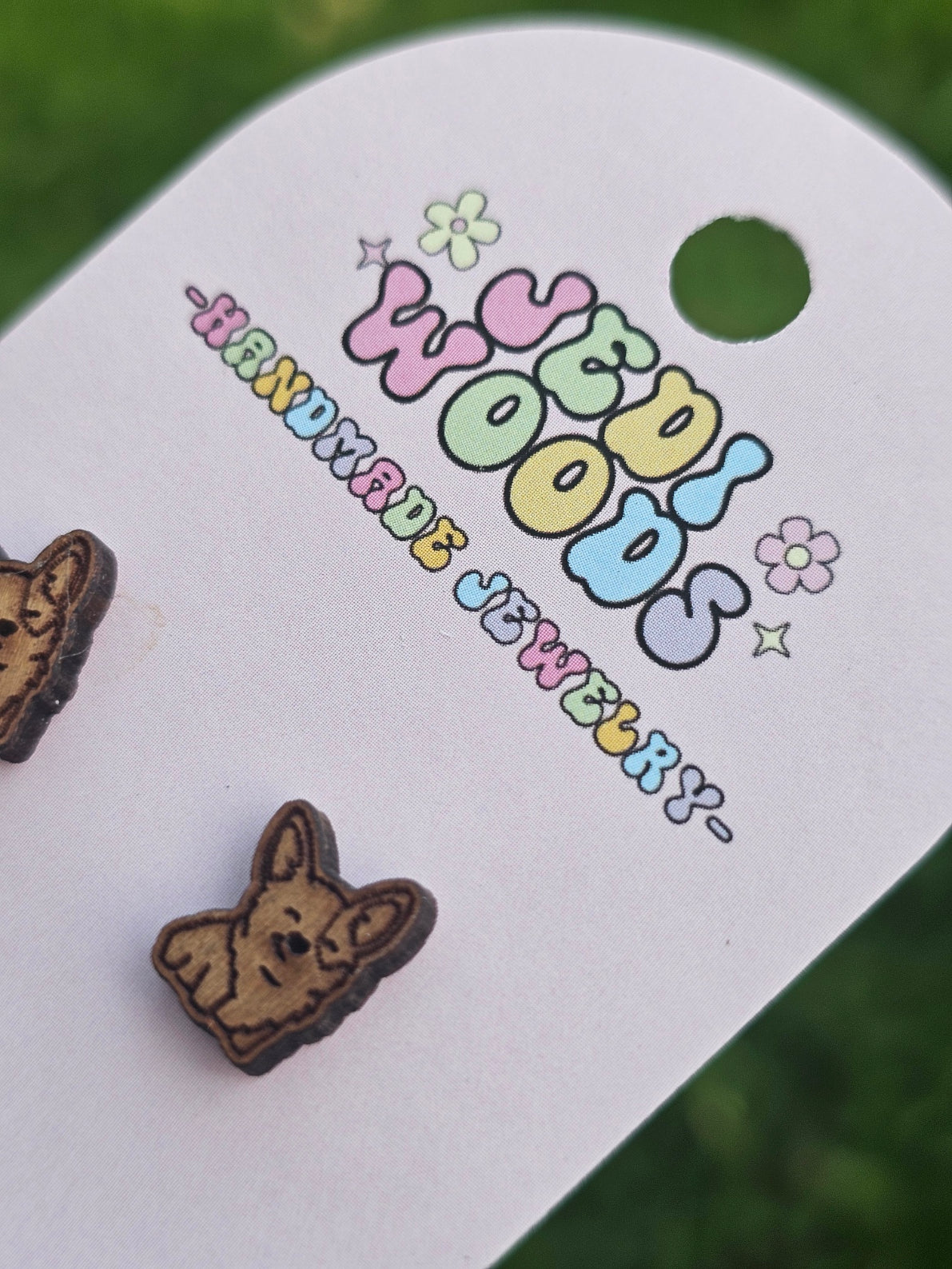 Wooden Corgi Studs