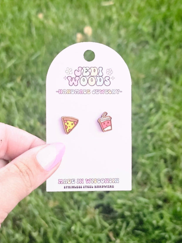 Kawaii Soda and Pizza Studs