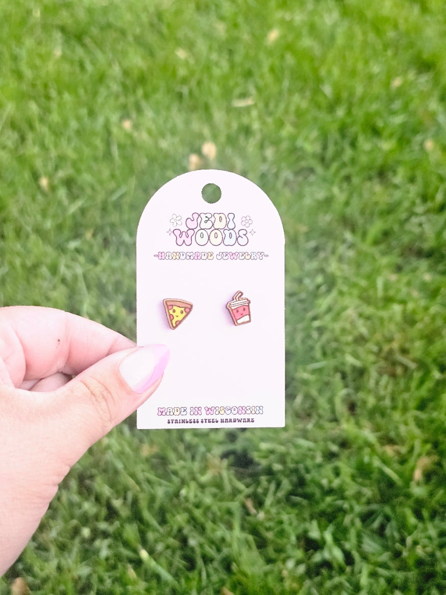 Kawaii Soda and Pizza Studs