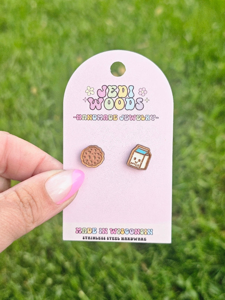Kawaii Milk and Cookie Studs