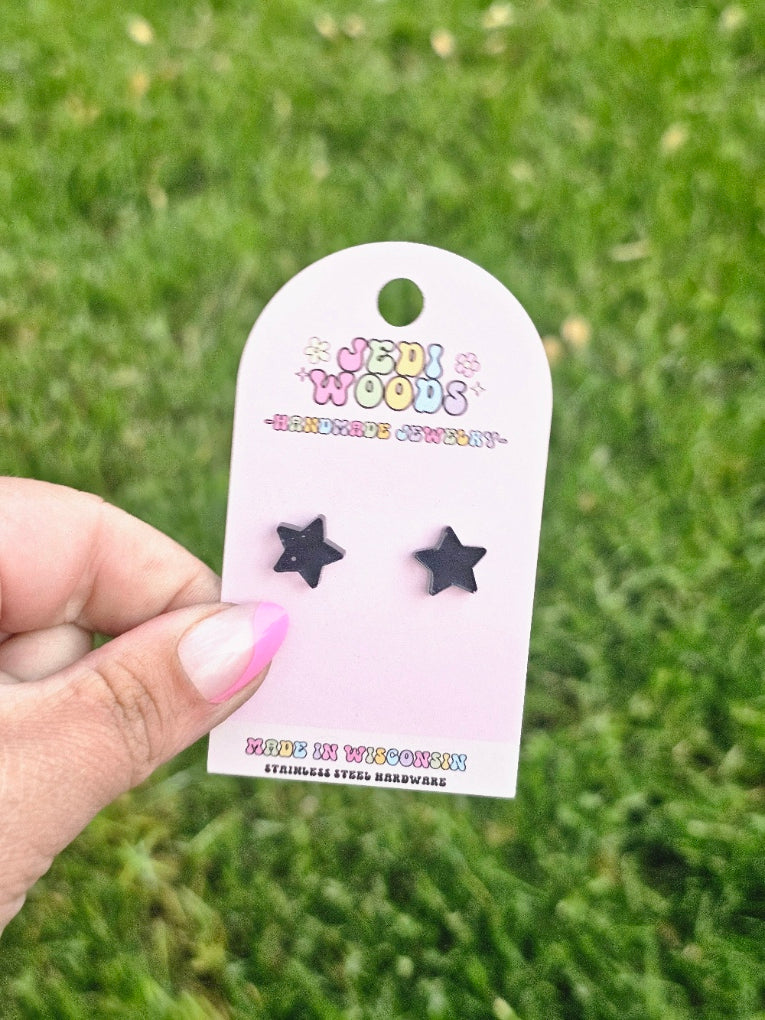 Black Galactic Star Studs