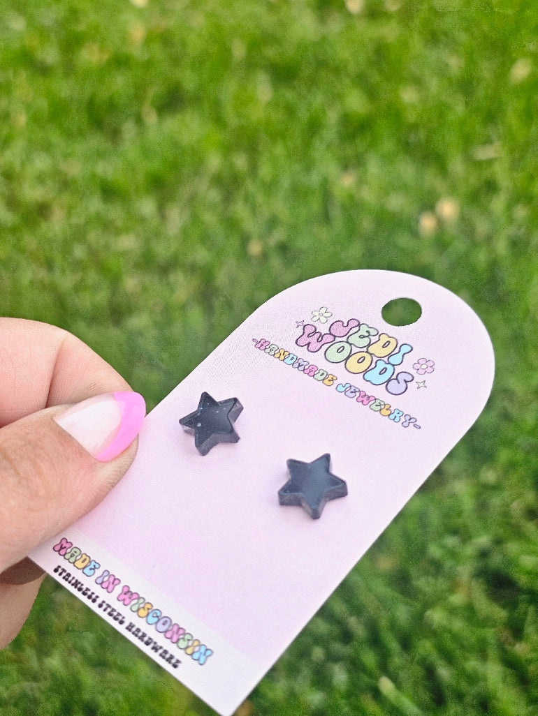 Black Galactic Star Studs