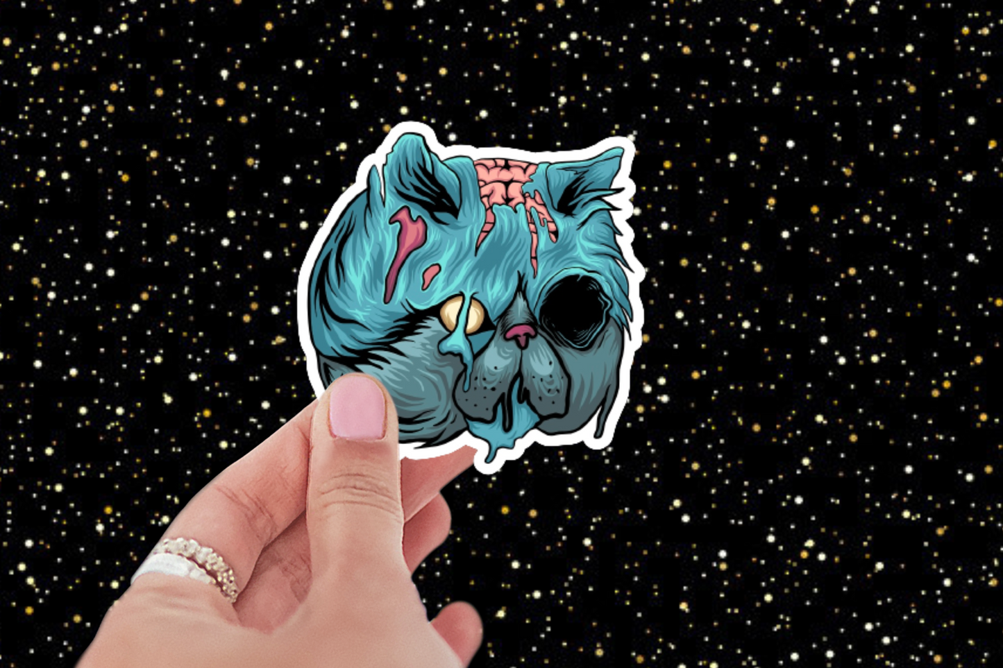 3 inch Blue Zombie Persian Cat Sticker (Water Resistant)