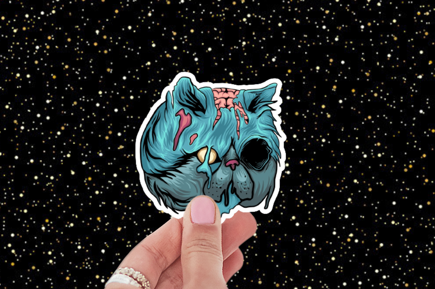 3 inch Blue Zombie Persian Cat Sticker (Water Resistant)