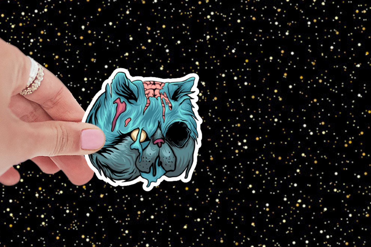 3 inch Blue Zombie Persian Cat Sticker (Water Resistant)