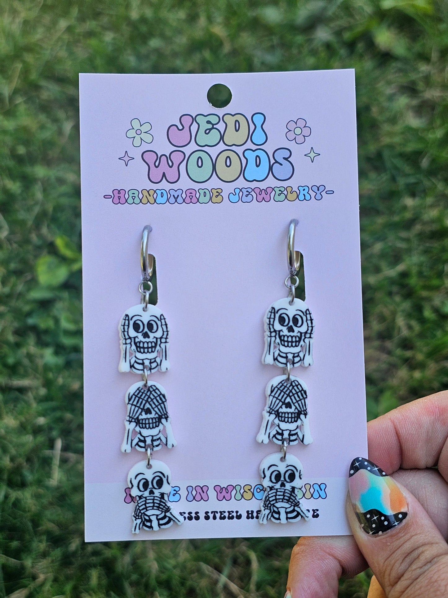 Hear No Evil Skull Dangles