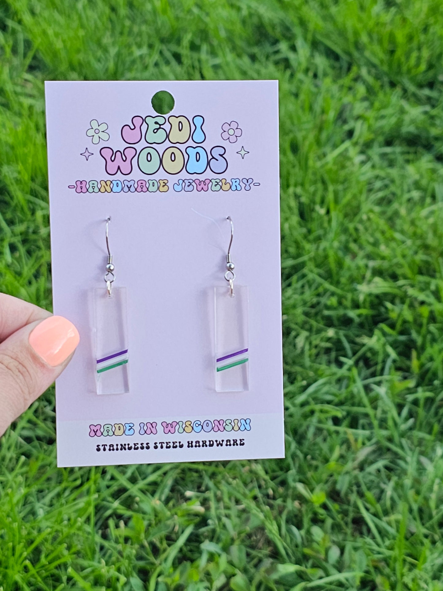 Subtle Gender Queer Pride Bar Earrings