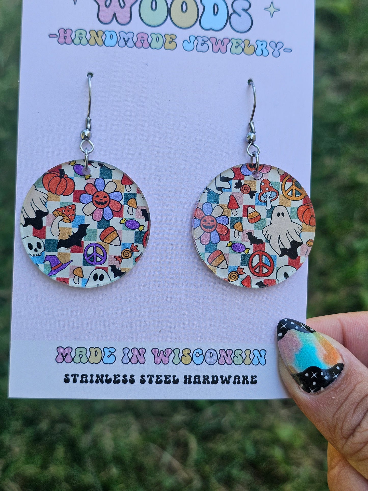 Checkered Pastel Spooky Halloween Medallions