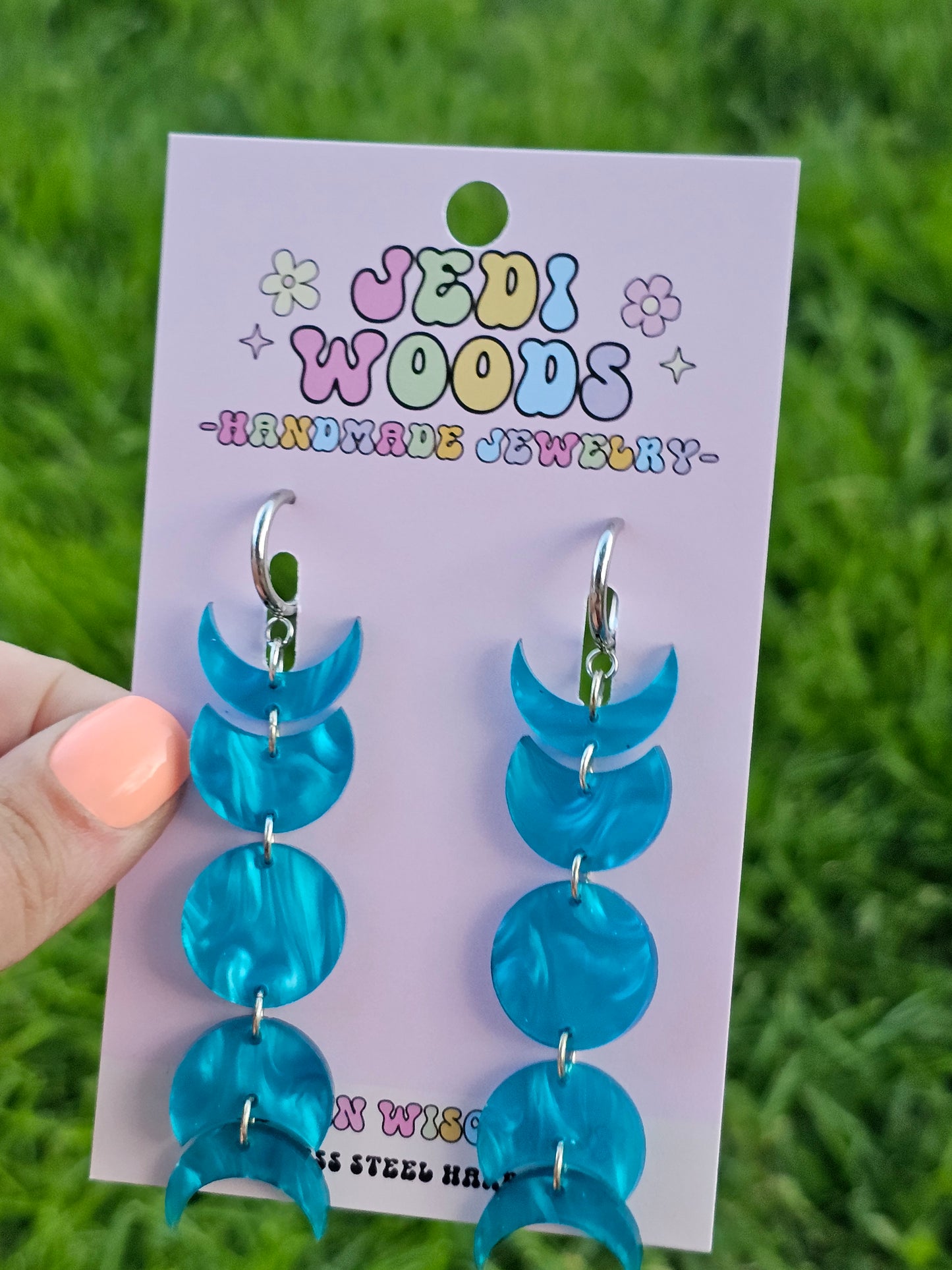 Blue Swirl Moon Phase Dangles