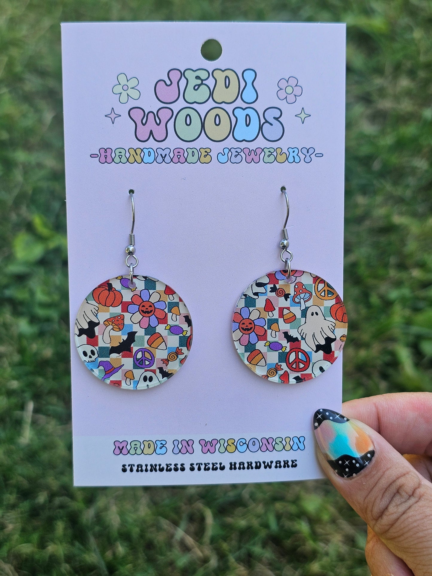 Checkered Pastel Spooky Halloween Medallions