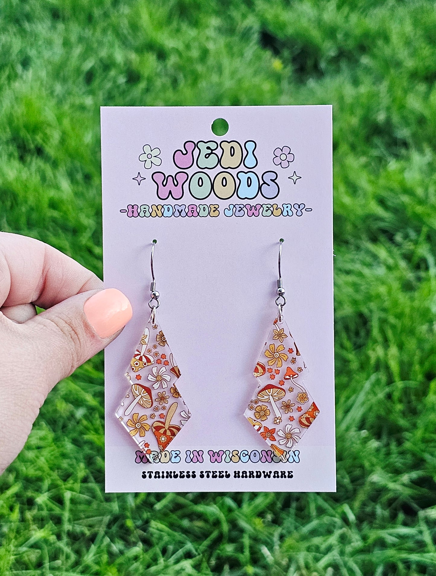 Retro Mushroom Double Diamond Earrings
