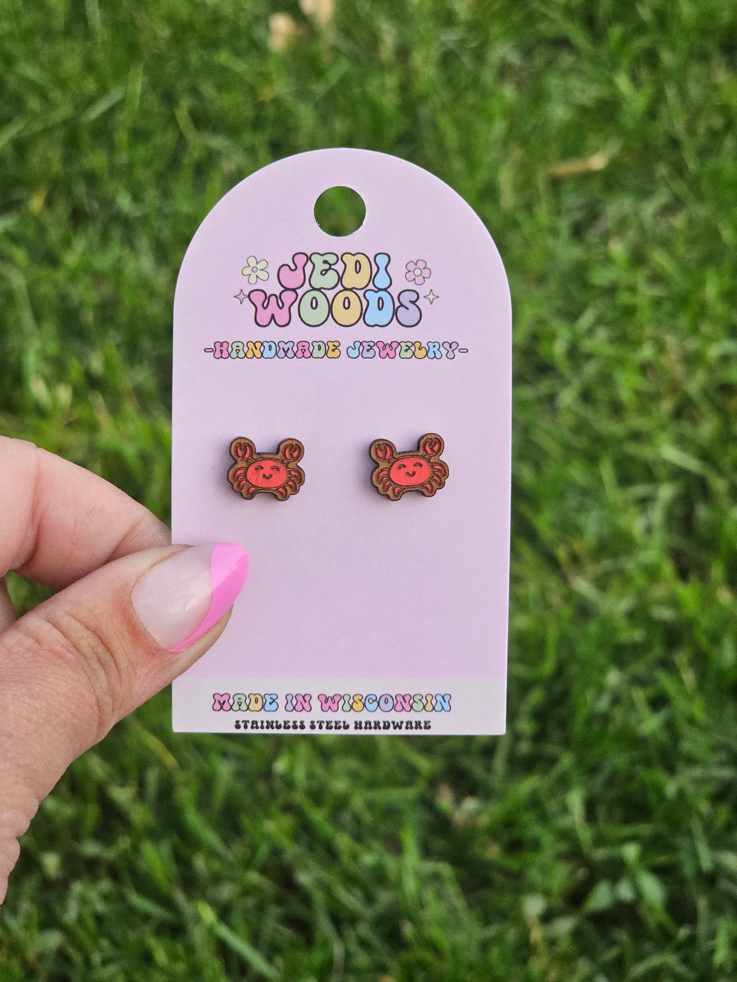 Red Crab Stud Earrings