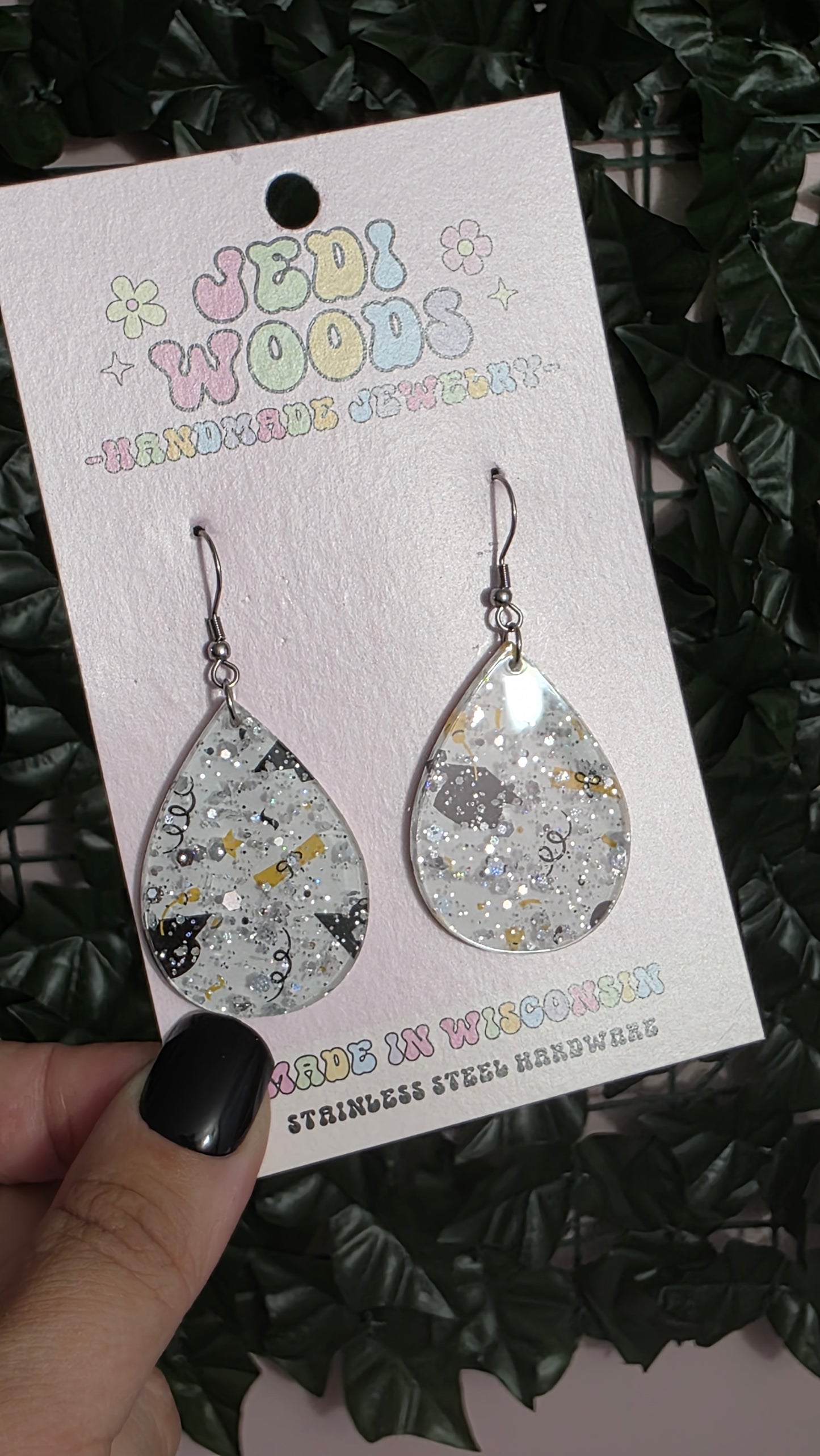Graduation in Sparkles Tear Drop Style Earrings