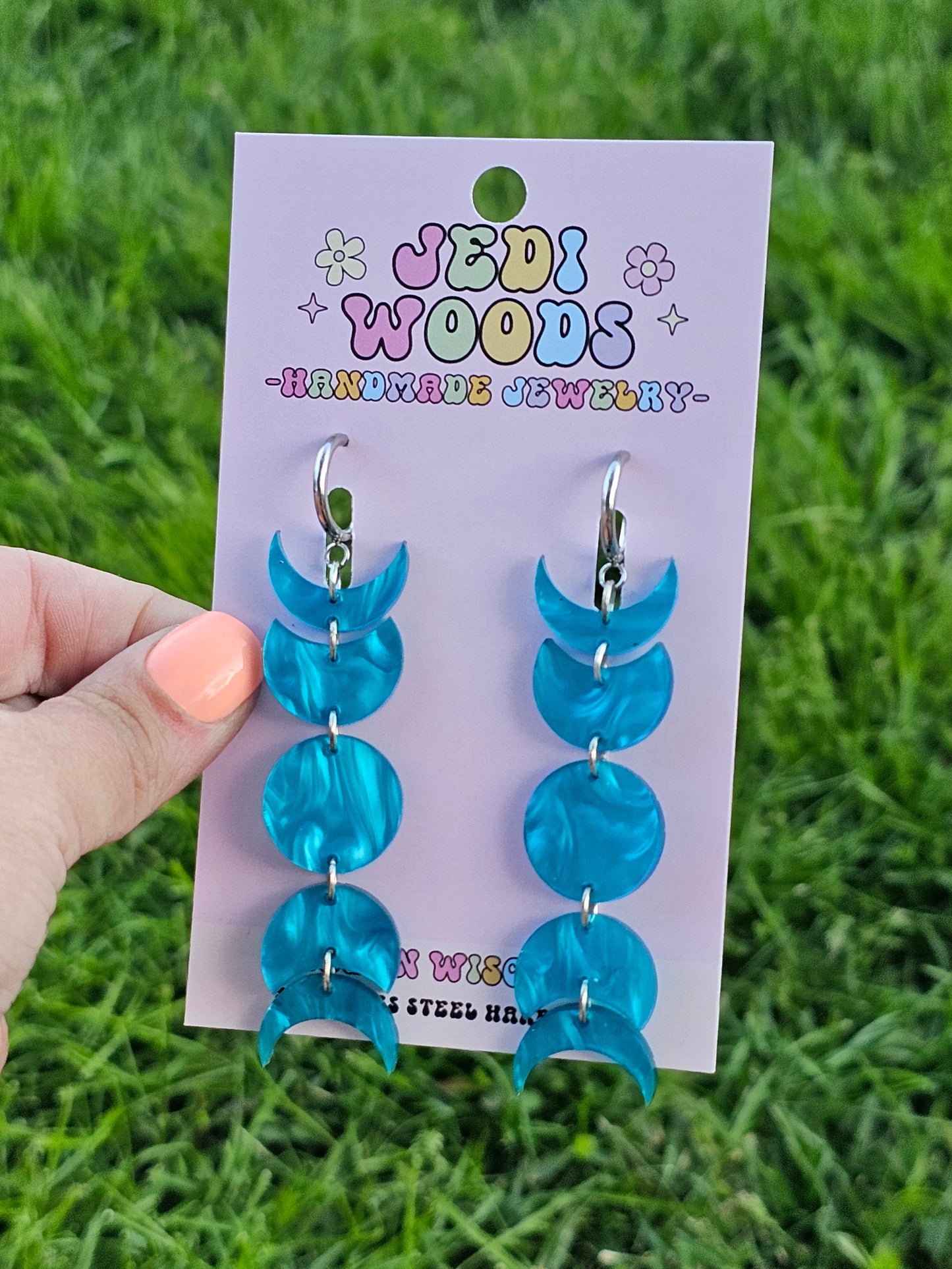Blue Swirl Moon Phase Dangles