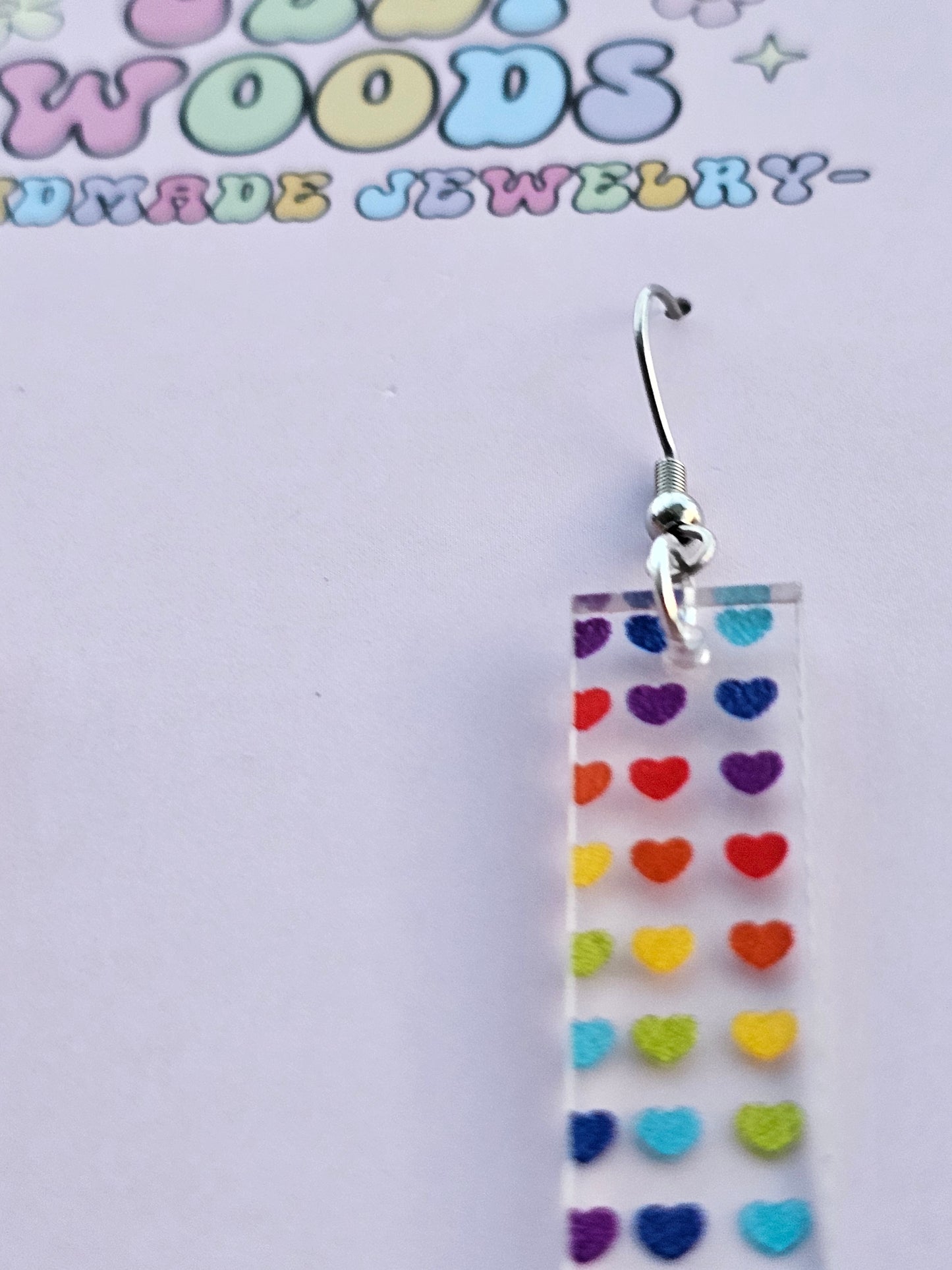 Rainbow Heart Bar Dangles