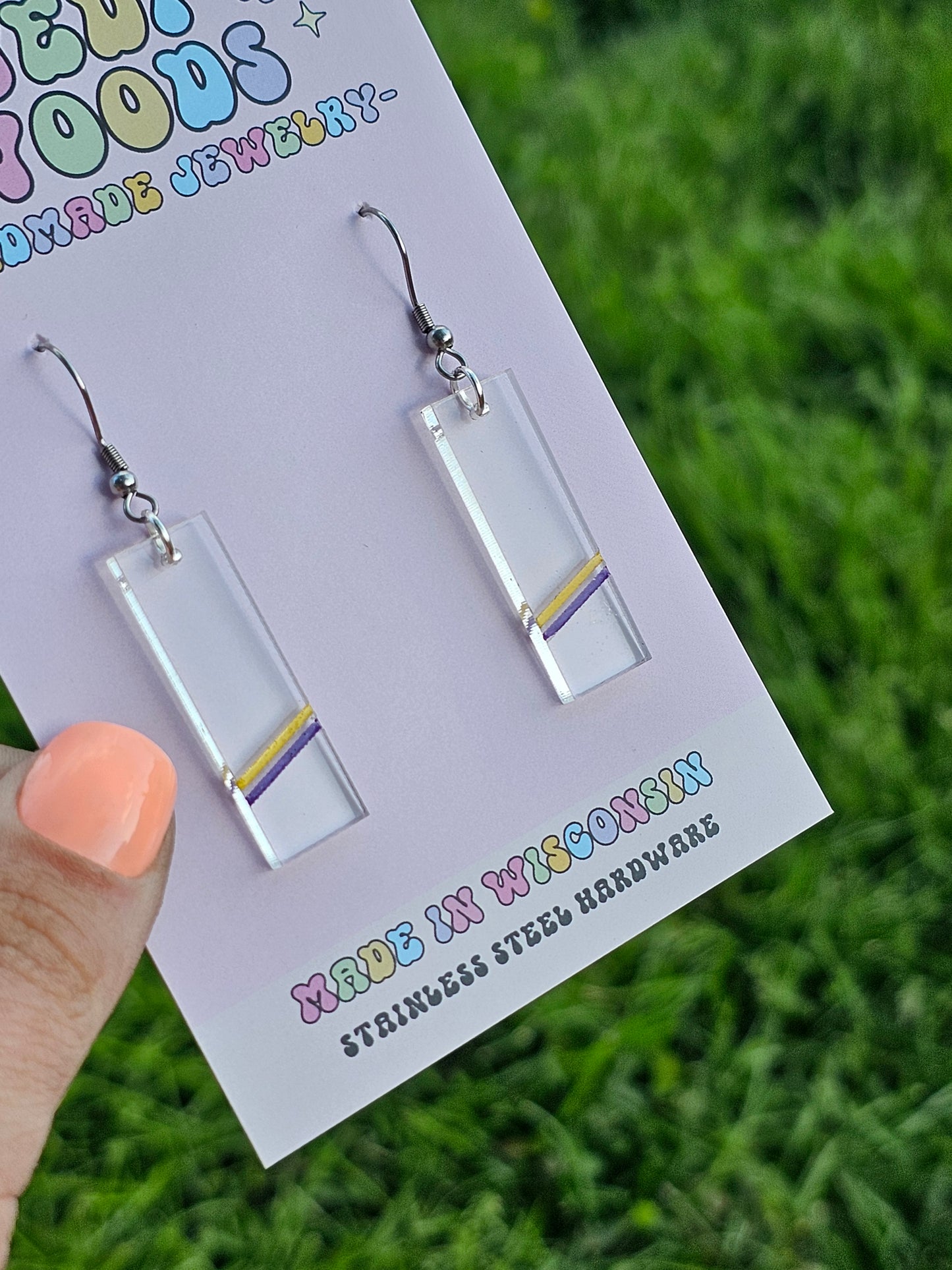 Subtle Intersex Pride Bar Earrings