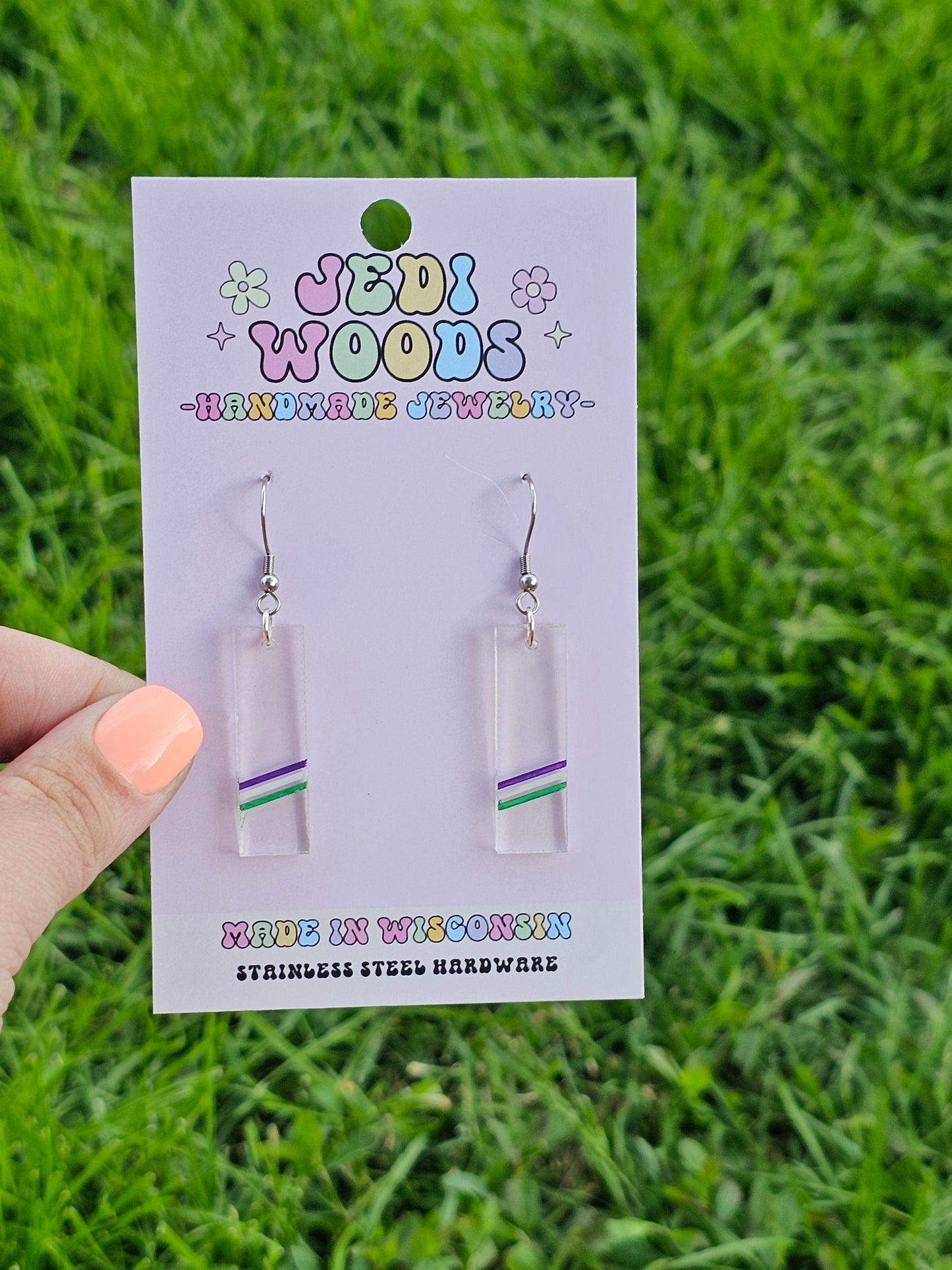 Subtle Gender Queer Pride Bar Earrings