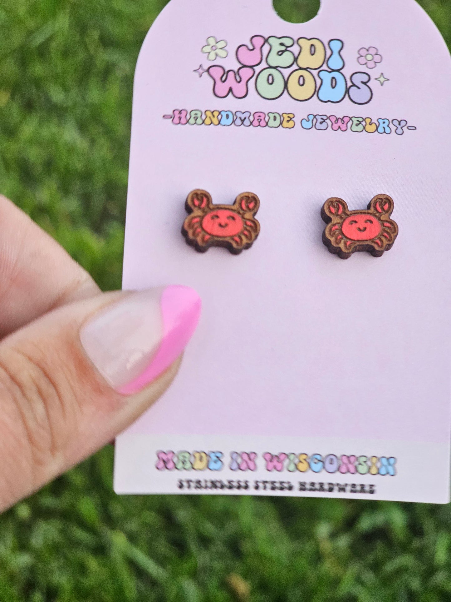 Red Crab Stud Earrings