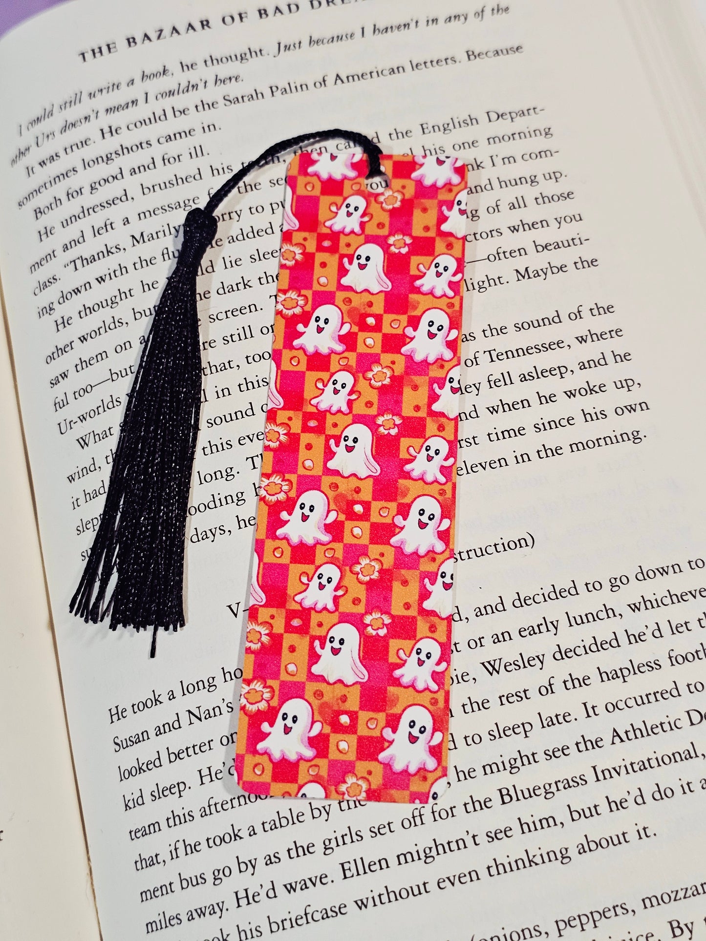 Checkered Pretty Ghosts Bookmark