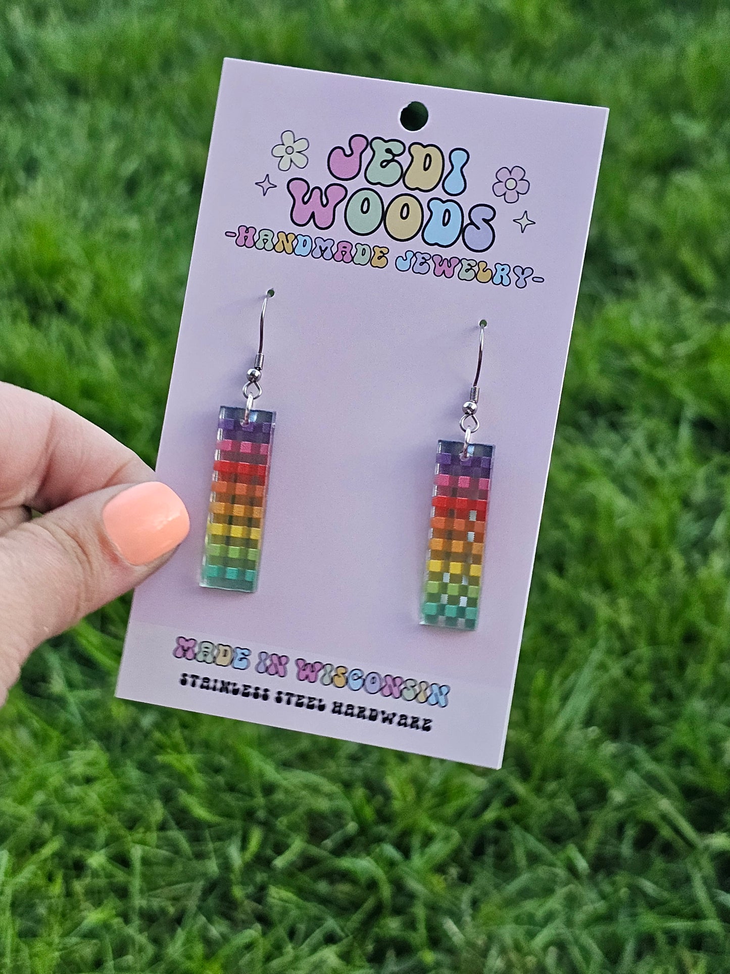 Metallic Rainbow Bar Dangles