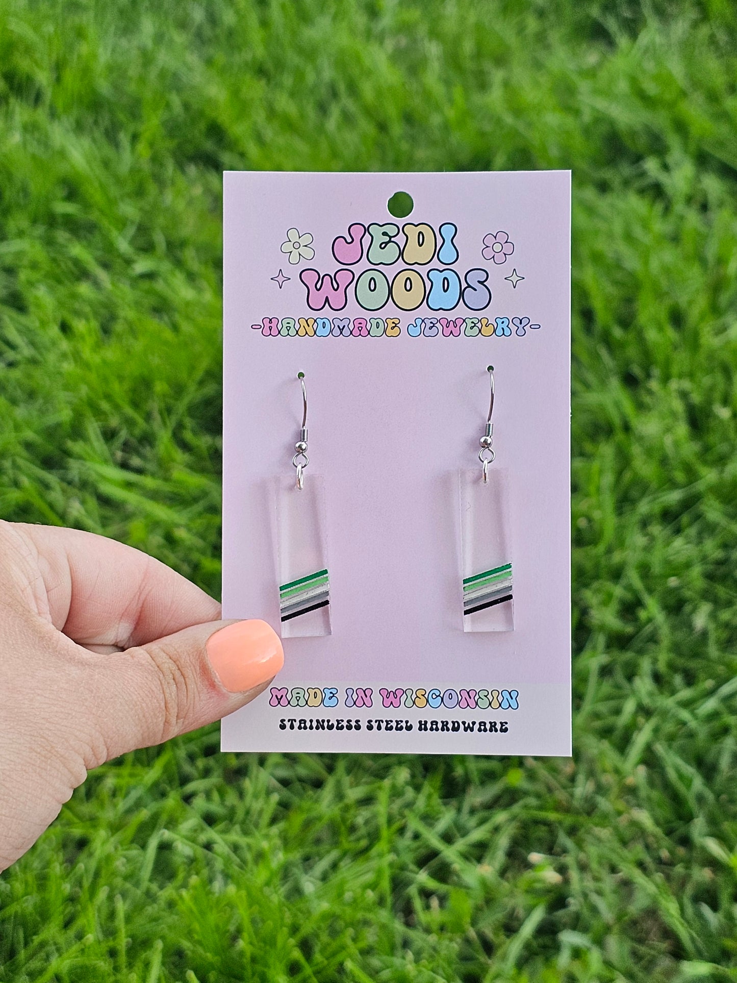 Subtle Aromantic Pride Flag Earrings